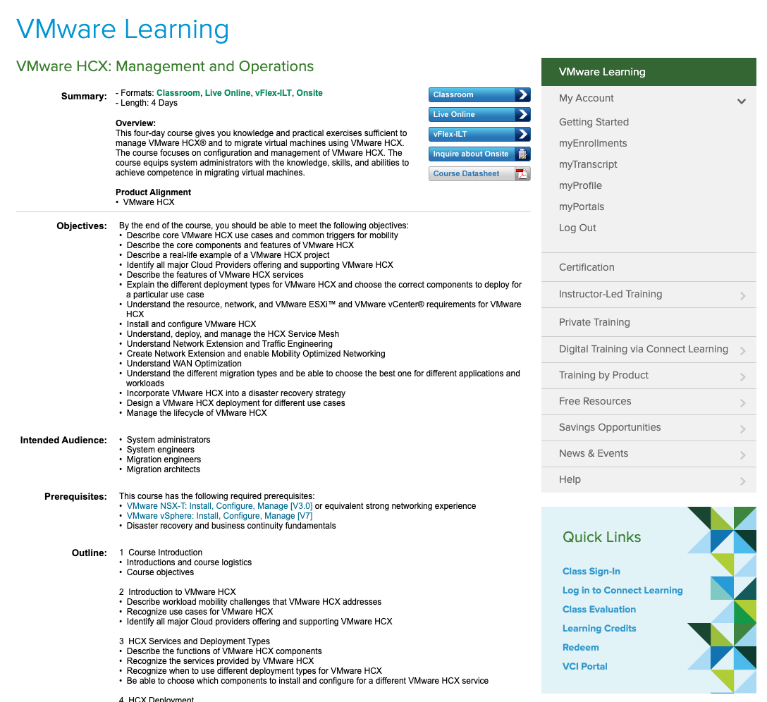 HCX bootcamp in the VMware Learning Catalog – VCF CORE ⦿ TECH